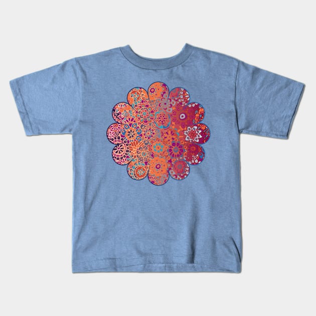 Psychedelic Ombre Flower Doodle Kids T-Shirt by micklyn